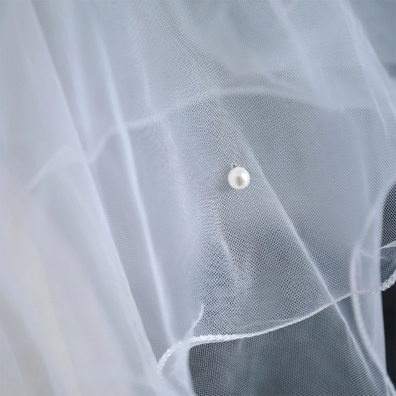 

X7YC 2 Tier Wedding Bridal Veil with Metal Comb Curly Edges Tulle Veil for Bride Bridesmaid Flower Girl Elbow Length