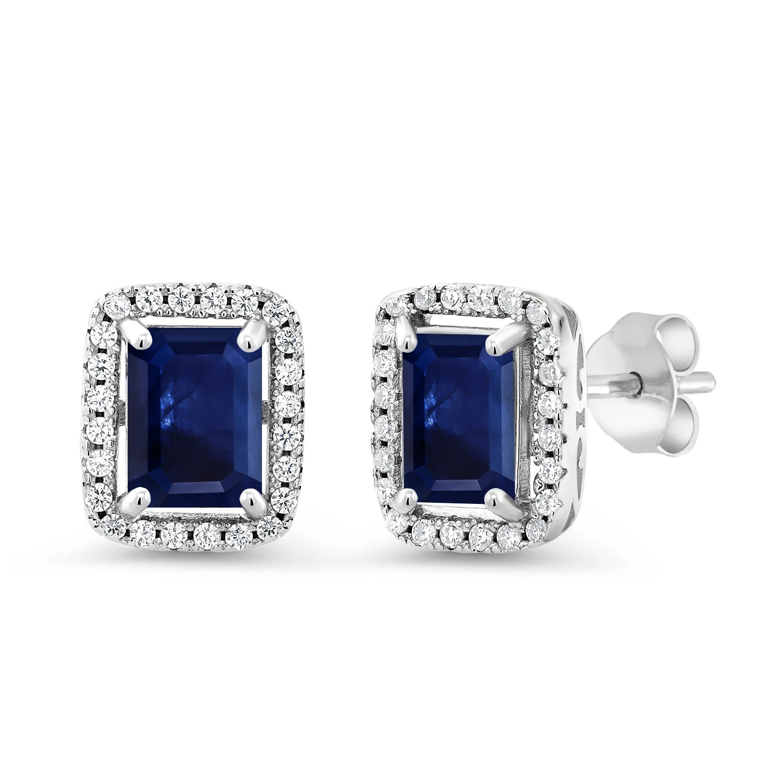 GemStoneKing 2.9Ct 925 пробы серебро синий сапфир 8*6 мм женские серьги для женщин изумрудная огранка драгоценный камень ювелирные украшения