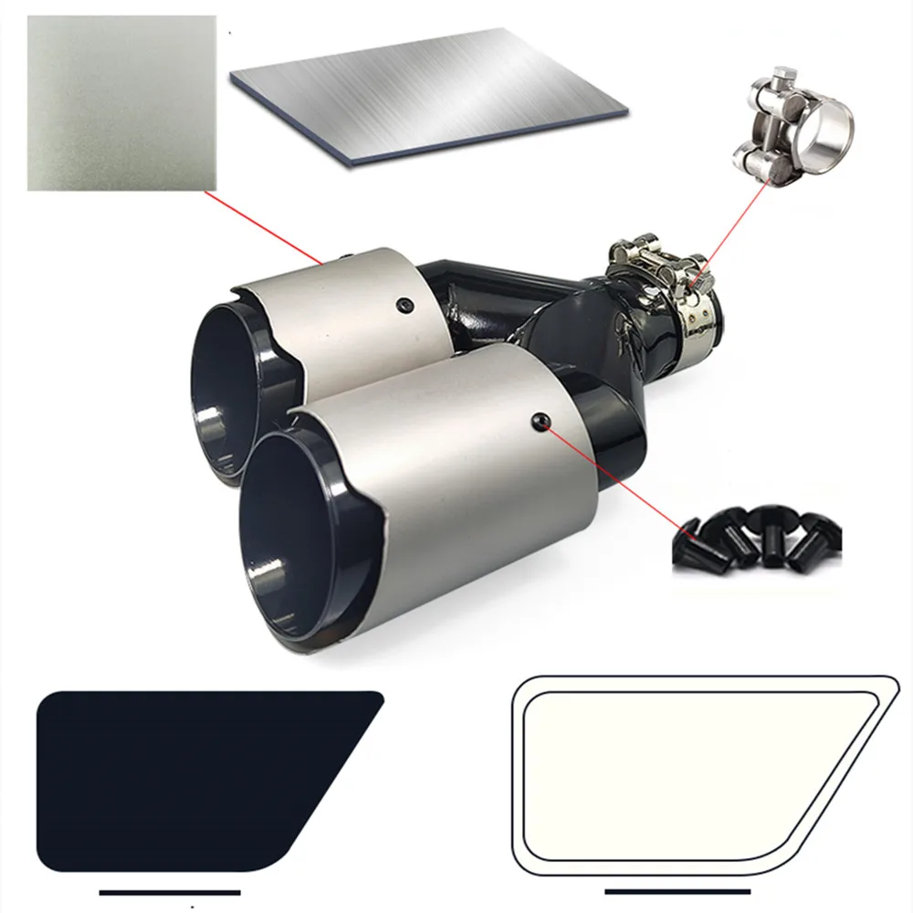 1 шт. двойной глянцевый серебряный наконечник выхлопной трубы Y-образный