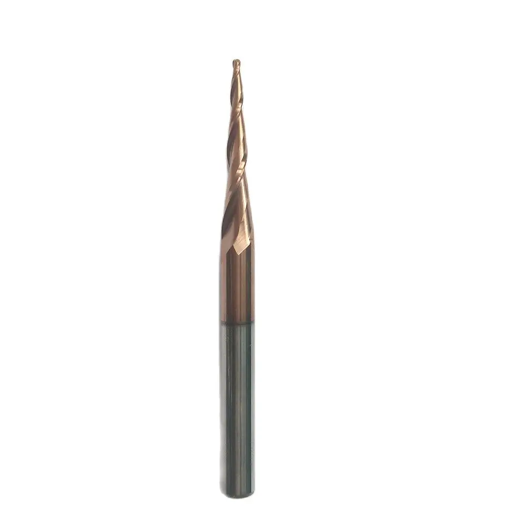 

R0.25/R0.5/R0.75/R1/R1.5/R2xD6*30.5*75-HRC55 Solid Carbide Taper Ball Nose Carving End Mill Milling Cutter CNC Router Bit