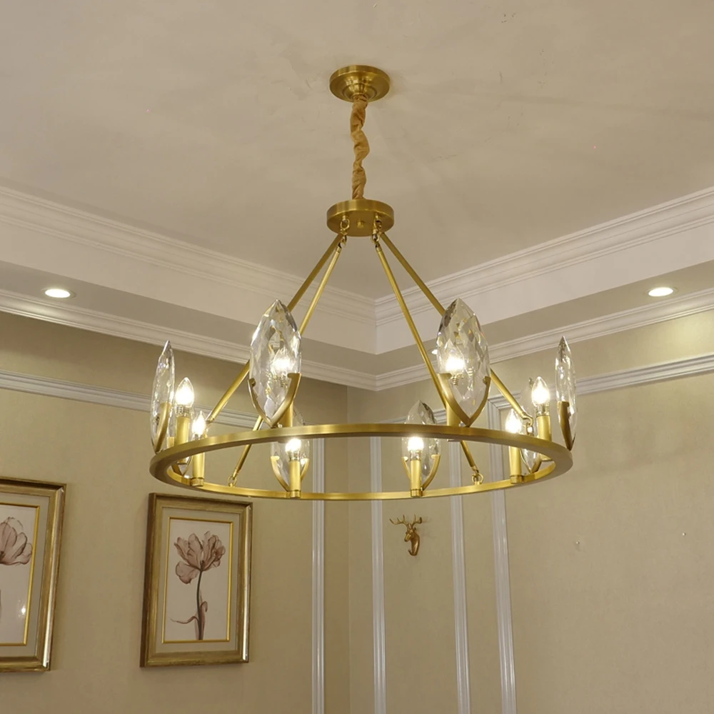 Роскошная хрустальная люстра Современная медная 220 В светильник с подвеской