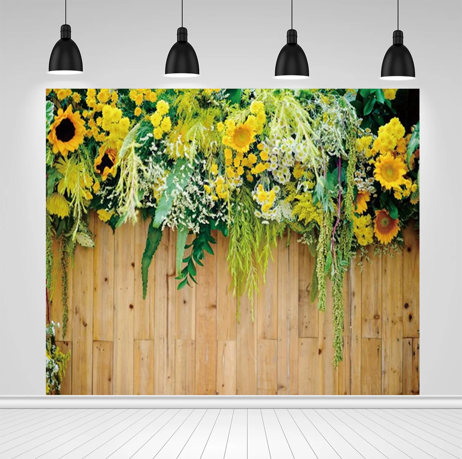 

Scopiso Wooden Board Sunflowers Blooming Plants Baby Portrait Photography Backdrops Photo Backgrounds Birthday Wedding Photocall