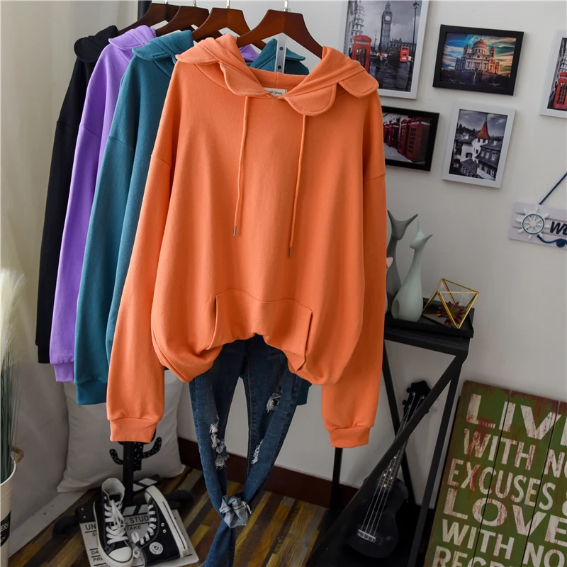 Новинка Осенний удобный Однотонный женский свитер большого размера с оборками и