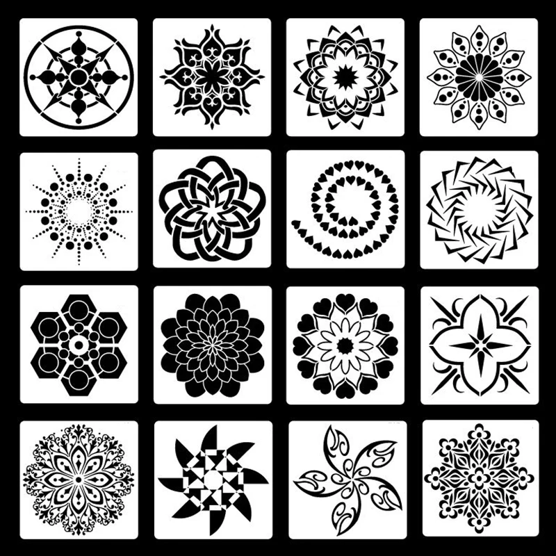 

12 шт., круглые геометрические трафареты для рисования мандалы