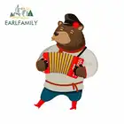 EARLFAMILY 13 см x 8,7 см для русского веселого медведя, играющего аккордеона, автомобильная наклейка с окклюзией и царапинами, украшение