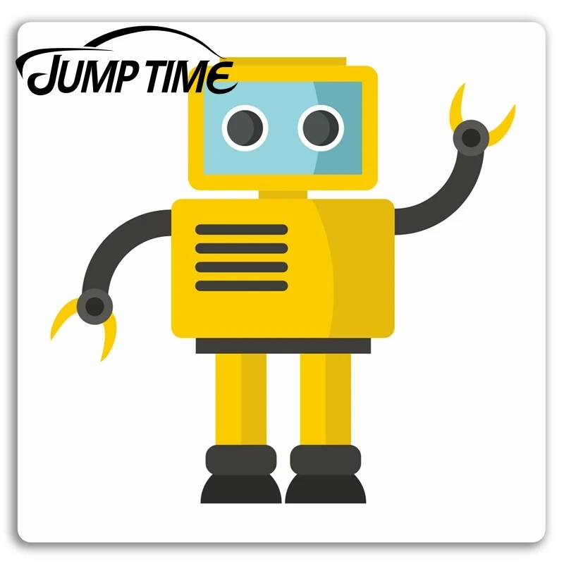 Виниловая наклейка в виде милого робота с временем скакания веселая для детей и