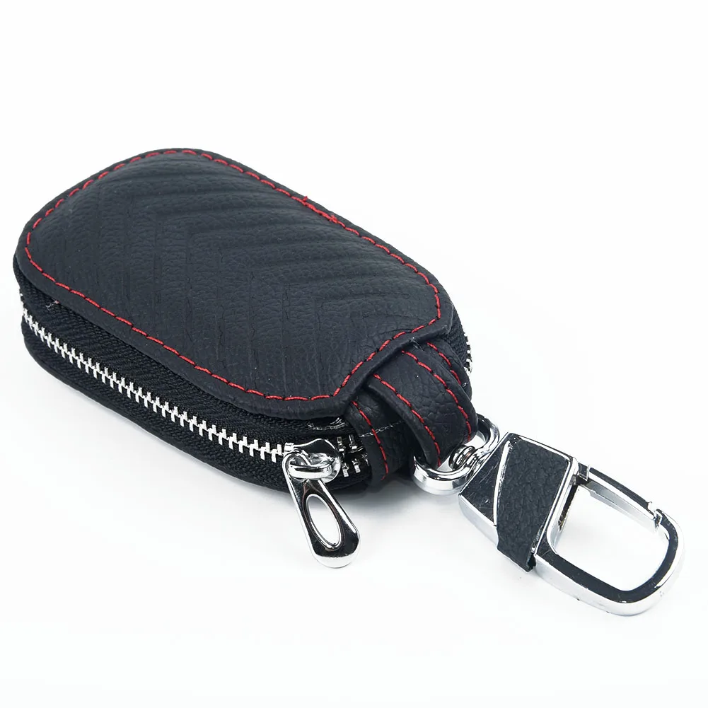 

Black Key Cover Portable Accessory Bag Car Fob Holder Leather Part Practical