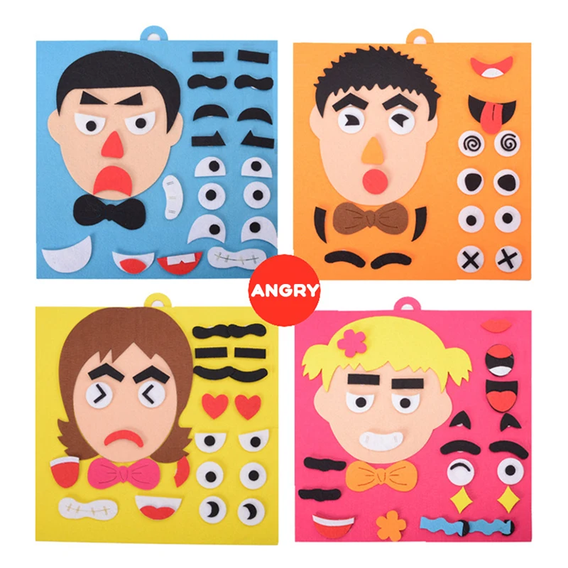

DIY Toys Expression Emotion Change Puzzle Montessori Educational Human Face Craft for Children Kids 2/3/4/5/6 Years