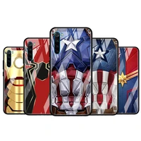 avengers hero marvel for xiaomi redmi k40 k30 k20 pro plus 9c 9a 9 8a 7 luxury shell tempered glass phone case cover