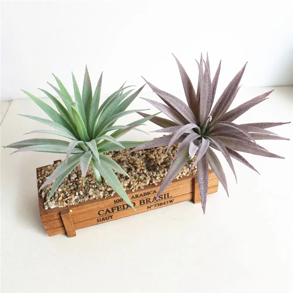 Зеленые флокированные Искусственные суккуленты искусственные растения