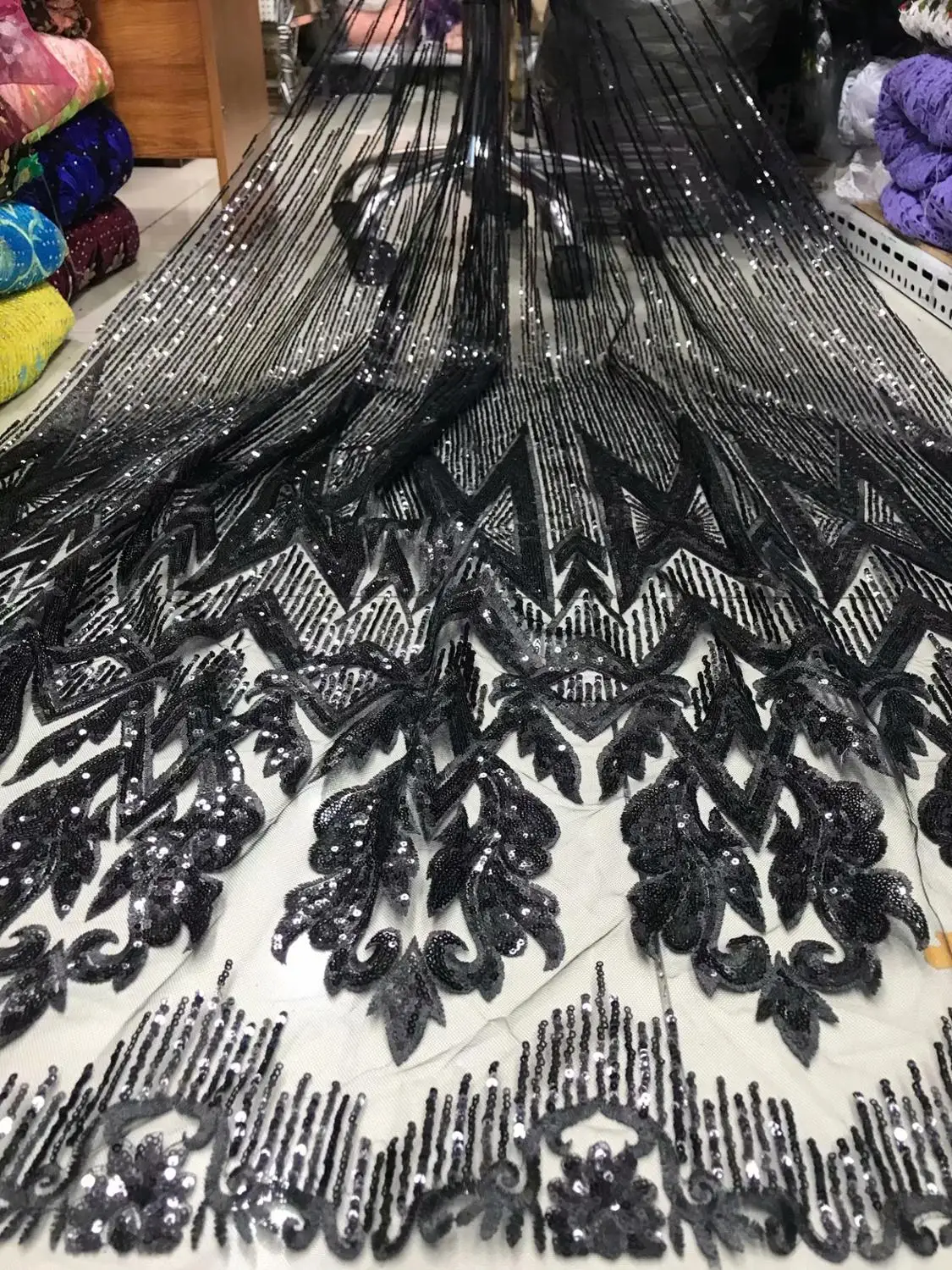 New style cheap Beaded Sequin embroidered French lace dress fabric high quality purple Nigerian Tulle FJY112 | Дом и сад