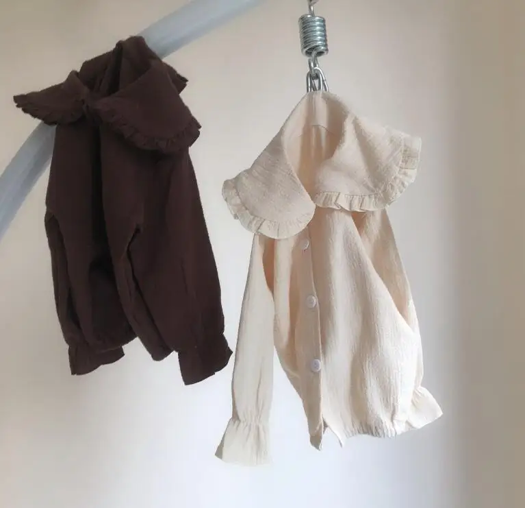 INS/2020 рубашки для маленьких девочек с отложным воротником детская блузка из