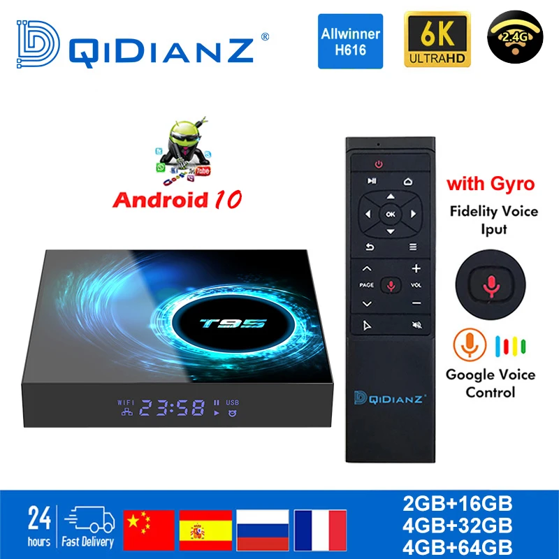 Smart TV BOX T95 Android 10 6K H616 четырехъядерный медиаплеер Play Store бесплатное приложение