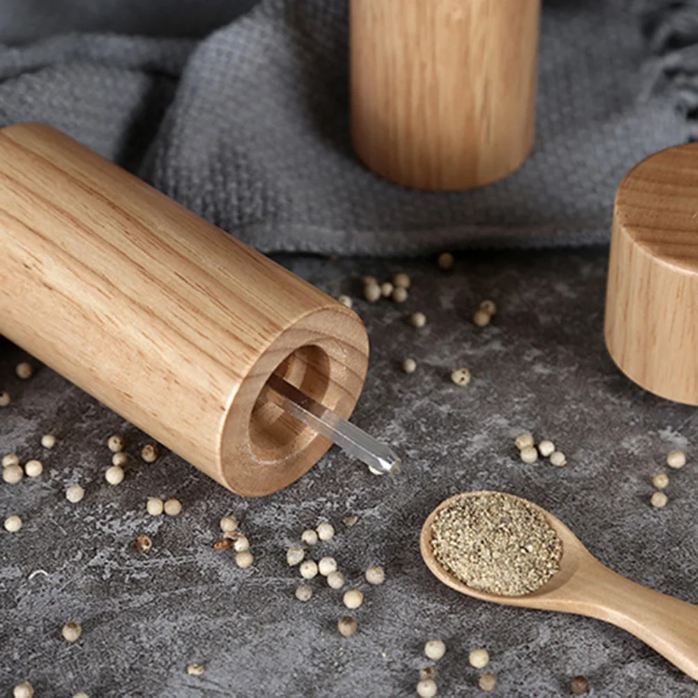

1pcs Wooden Salt and Pepper Mill Spice Nuts Mills Handheld Seasoning Grinder Bottle Cooking Home Decoration Kitchen BBQ Tools
