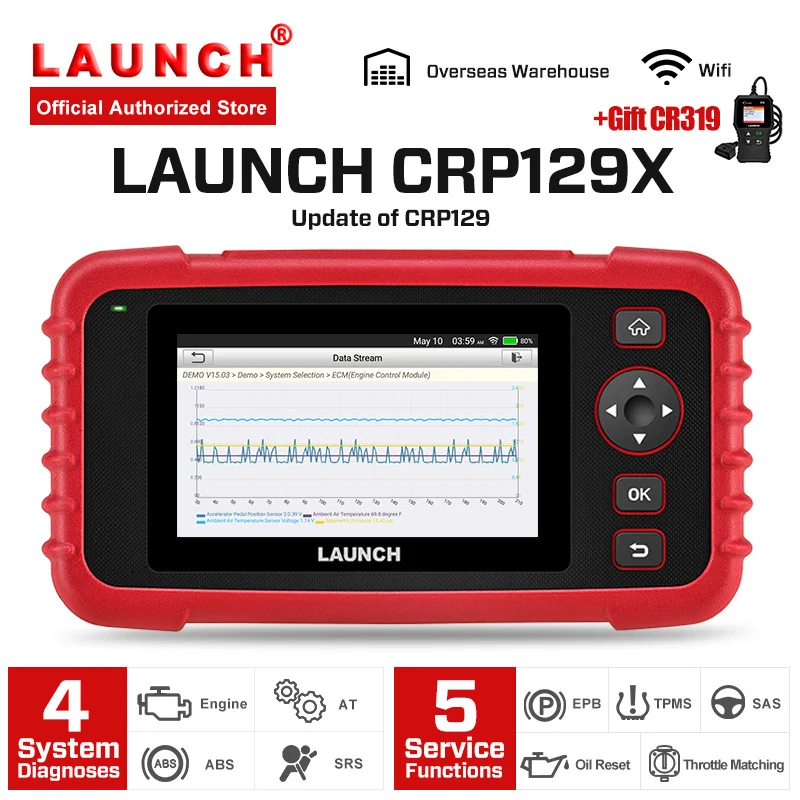 LAUNCH X431 CRP129X OBD2 автомобильный сканер автомобильный диагностический инструмент Автоматическое сканирование Диагностика 4 Системы TPMS PK Creader VII CRP129
