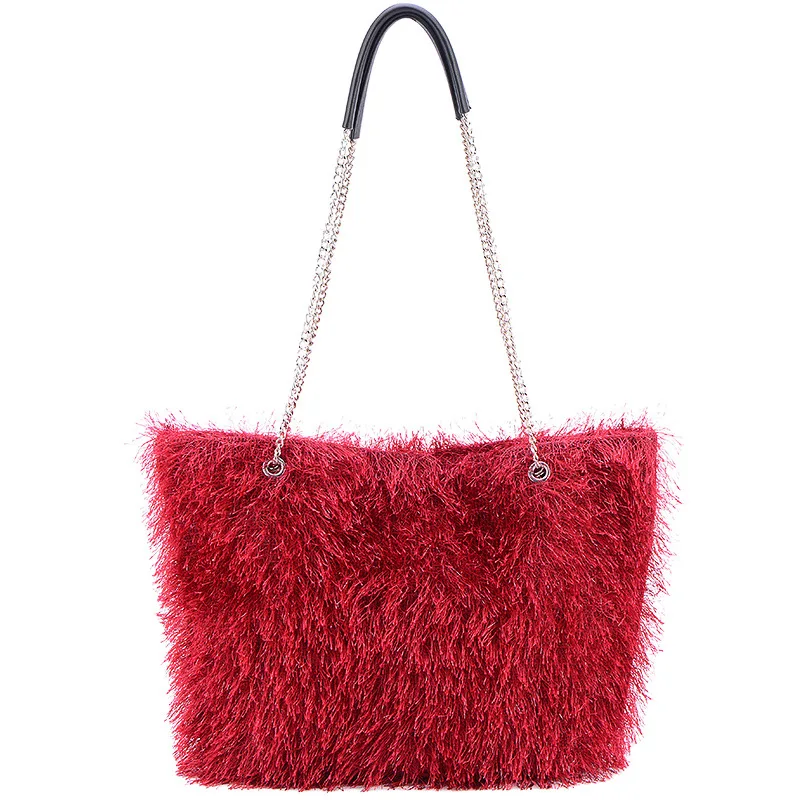 

2020 Women New Fashion Soft Velour Chain strap Large Capacity Tote Bag Shoulder Bag Crossbody Bag Office Daily