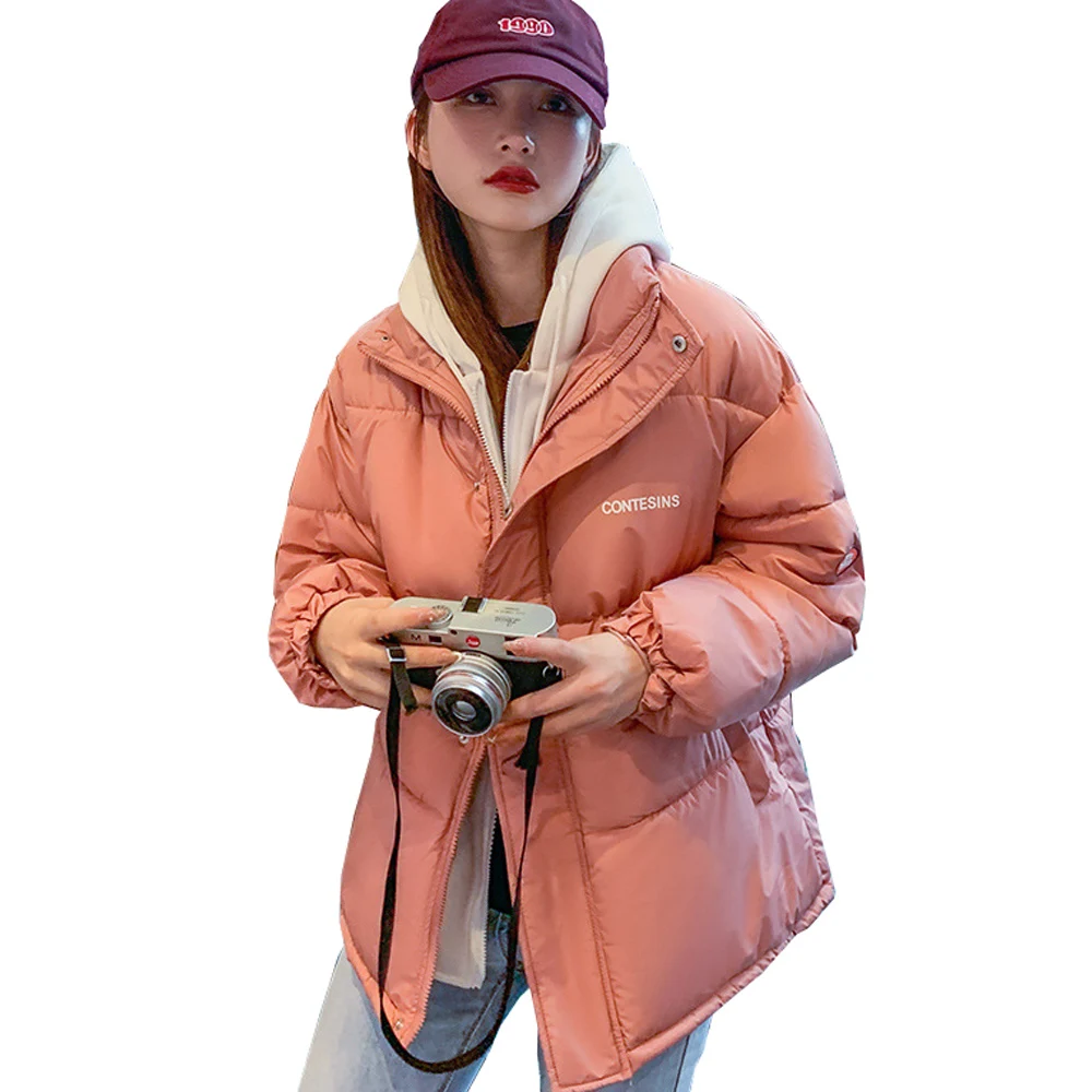 Fashion Warm Cotton Solid Winter Coat Women High Quality Korean Style Hoodies Overcoat Parkas Student Oversize Streetwear Femme
