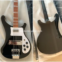 custom bass4003 model4 strings bass guitar black electric guitarthrough maple neck free shipping