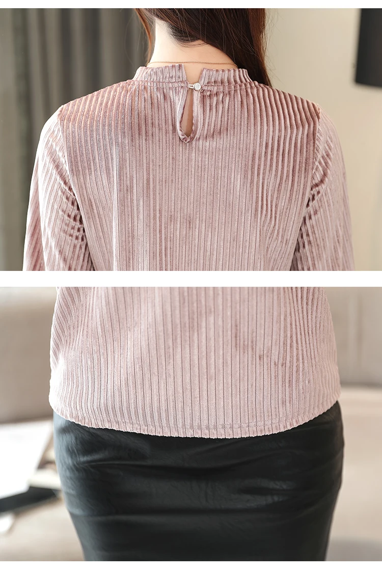 Женская Вельветовая Футболка женская одежда 2018 Зима Новое поступление футболка