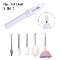 5 in 1 professional electric nail drill kit battery manicure pedicure grinding polishing nail art sanding file pen tools machine