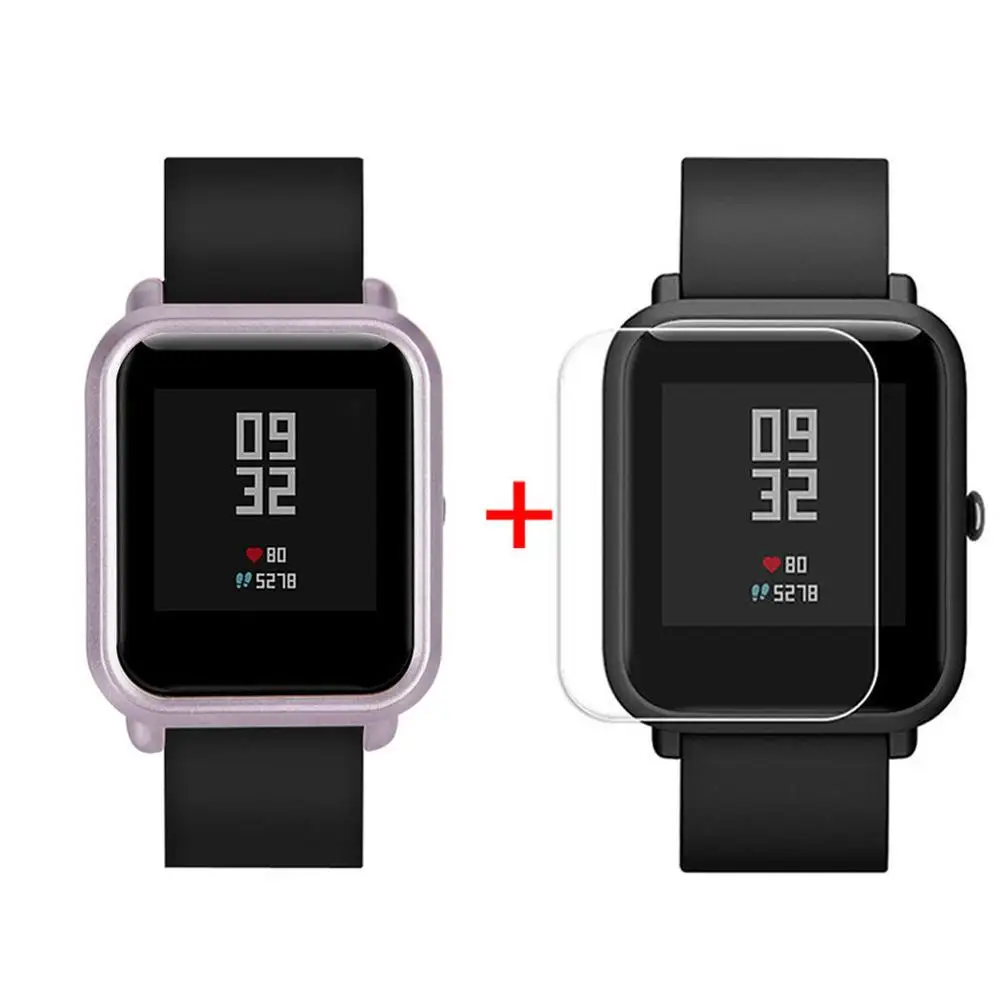 Pink Защитный чехол для Huami Amazfit Bip Younth Watch, тонкий цветной чехол с рамкой, защитная оболочка, Caja de reloj# T3 - Цвет: Pink