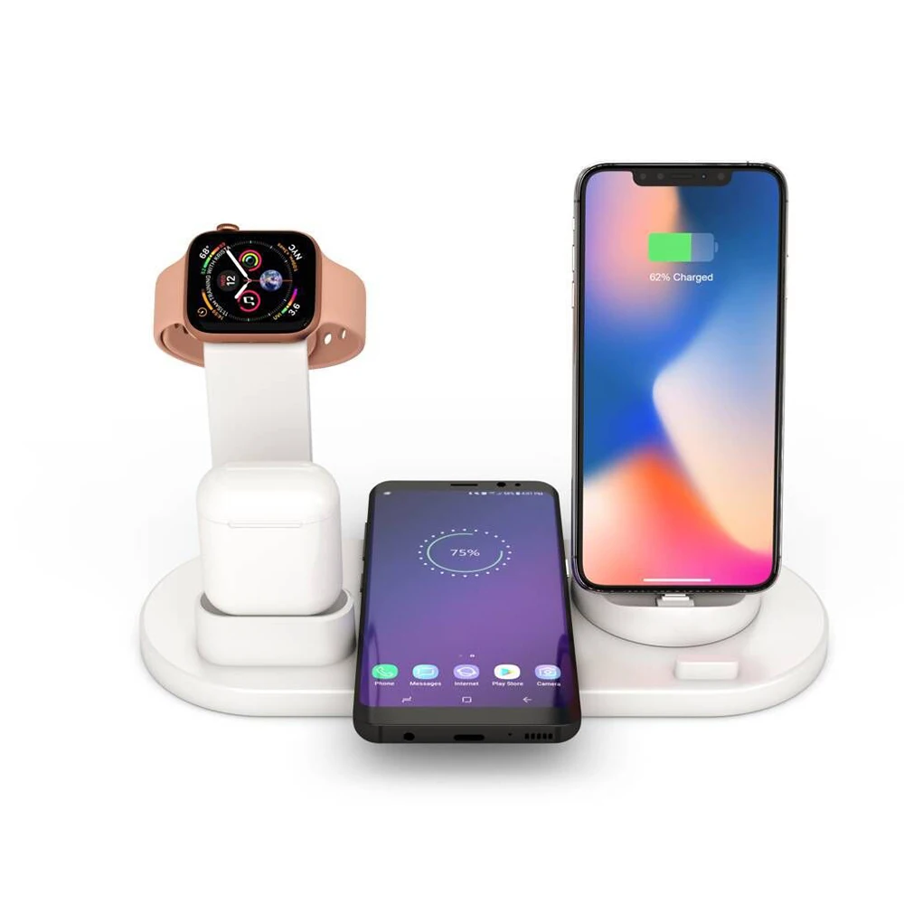 10 Вт Qi Беспроводное зарядное устройство для Iphone X XS XR 8 Plus 3 в 1 быстрая зарядка Apple