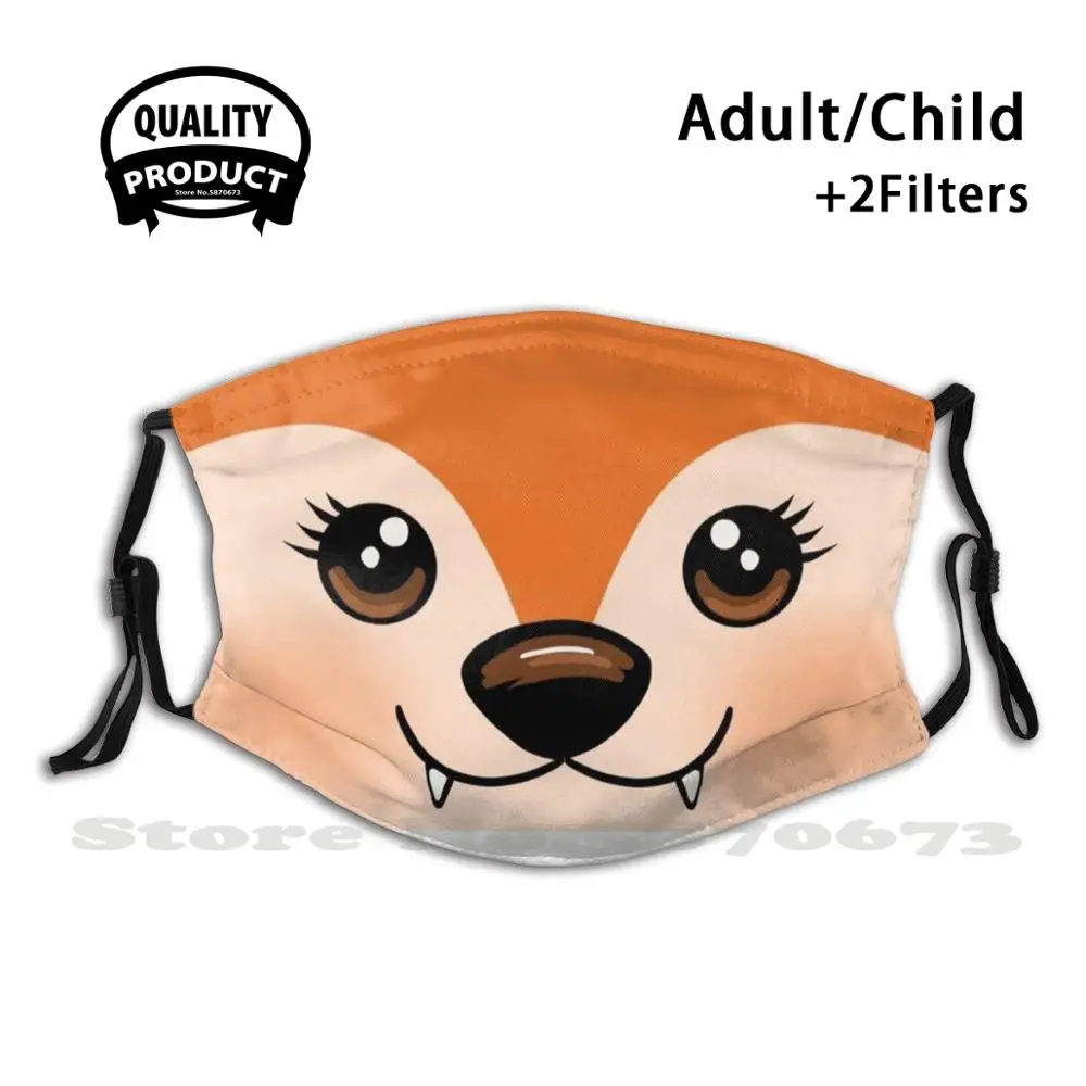 

Маска Foxy многоразовая с фильтром для рта, классные смешные маски, лиса, кавайное лечение, милая лисица