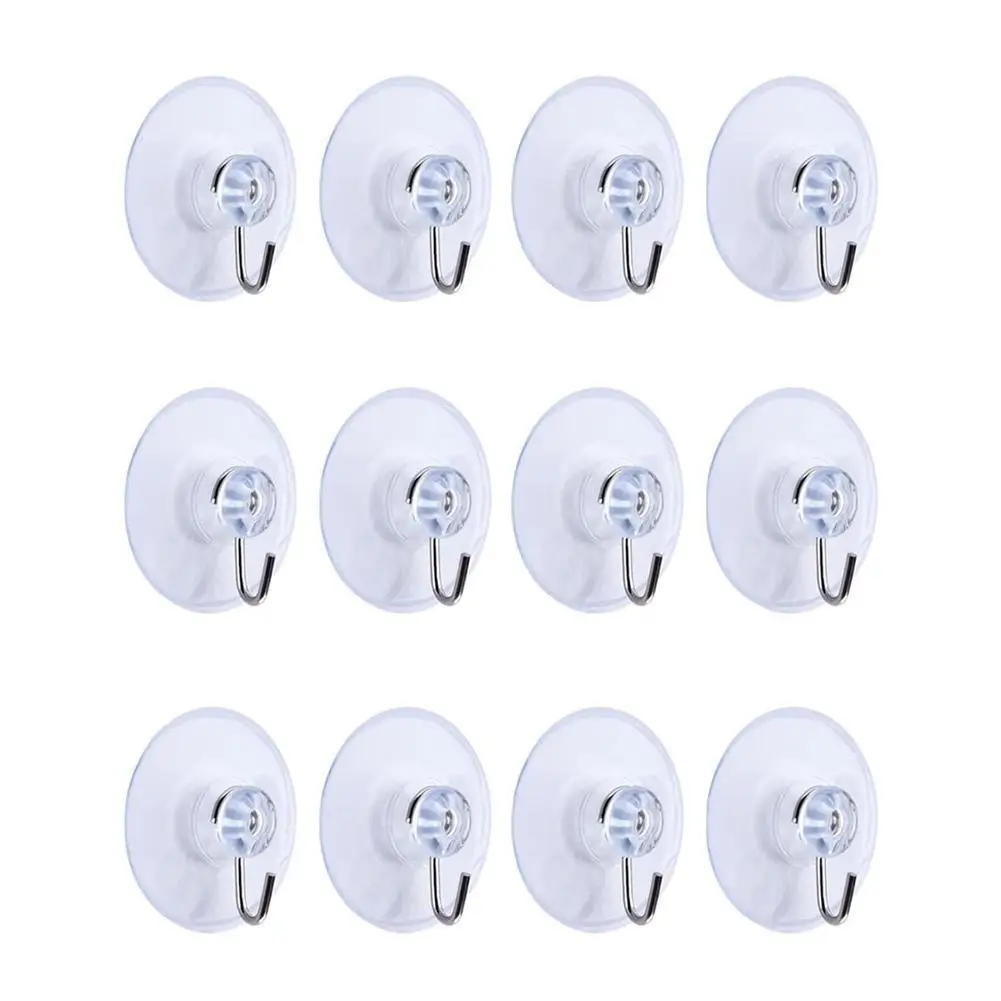 

12pcs Clear Suction Cup Sucker Hooks Hanger Clothes Wall Punch-free Seamless Glass Door For Kitchen Tile Window Bathroom Ho M8J1