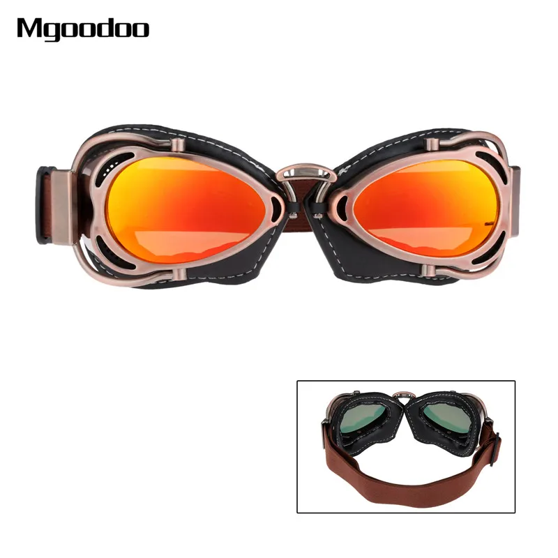 

Motorcycle Retro Goggles Glasses Vintage Moto Classic Goggles for Steampunk ATV Bike Copper Helmet