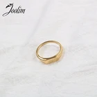 Joolim высококачественные 18K золотые PVD гладкие буквы D кольца для женщин из нержавеющей стали ювелирные изделия оптом