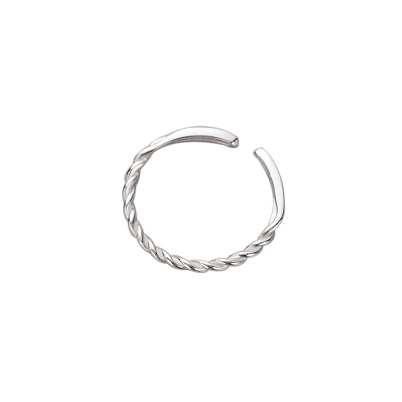 

Fine 925 Sterling Silver Fashion Couple Cross Twist Wave Weaving Adjustable Size Open Ring For Women Wedding Party Gift SR097