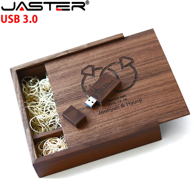 JASTER фотография на заказ логотип деревянный + коробка usb флэш-накопитель Флешка 4