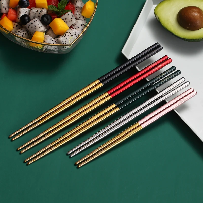 VandHome 5 Pairs Colorful Chopsticks Set 304 Stainless Steel For Sushi Food Sticks Non-slip Reusable | Дом и сад