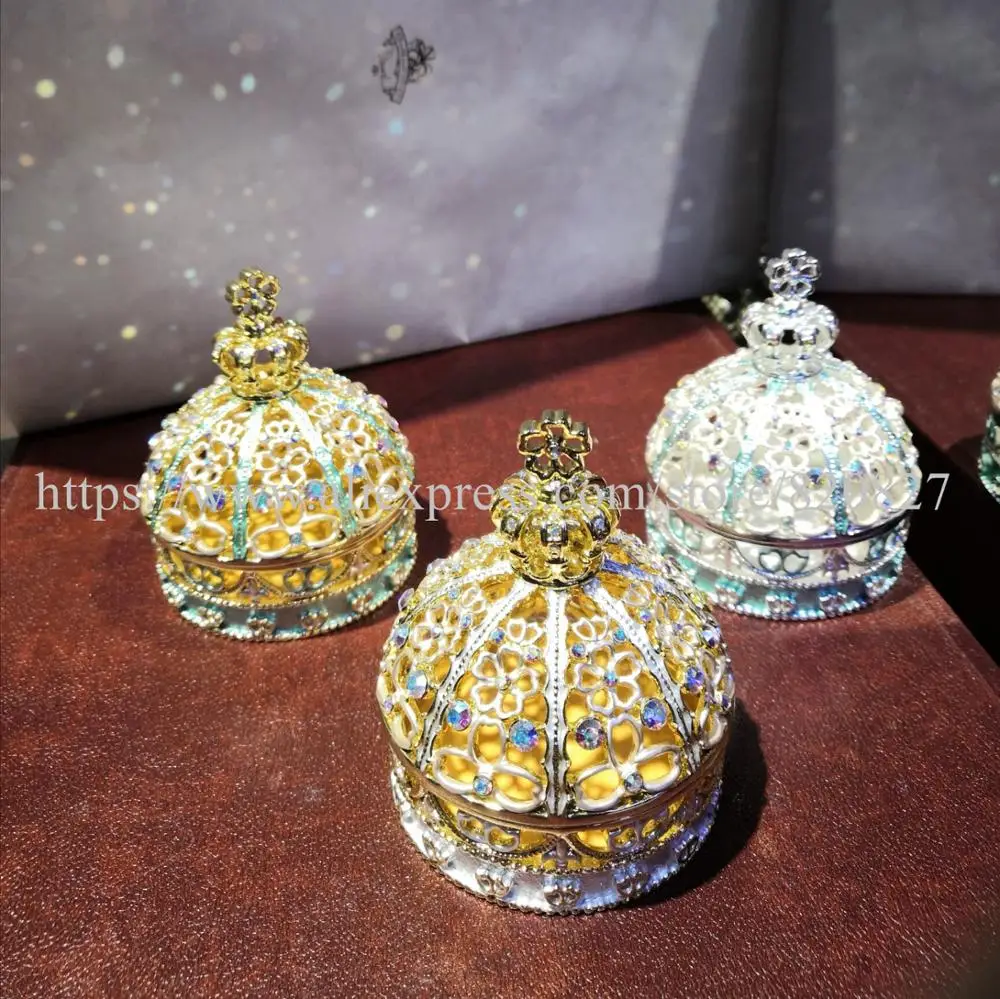 New Floral Crown Shape Metal Jewelry Trinket Box Ring Jewerly Box