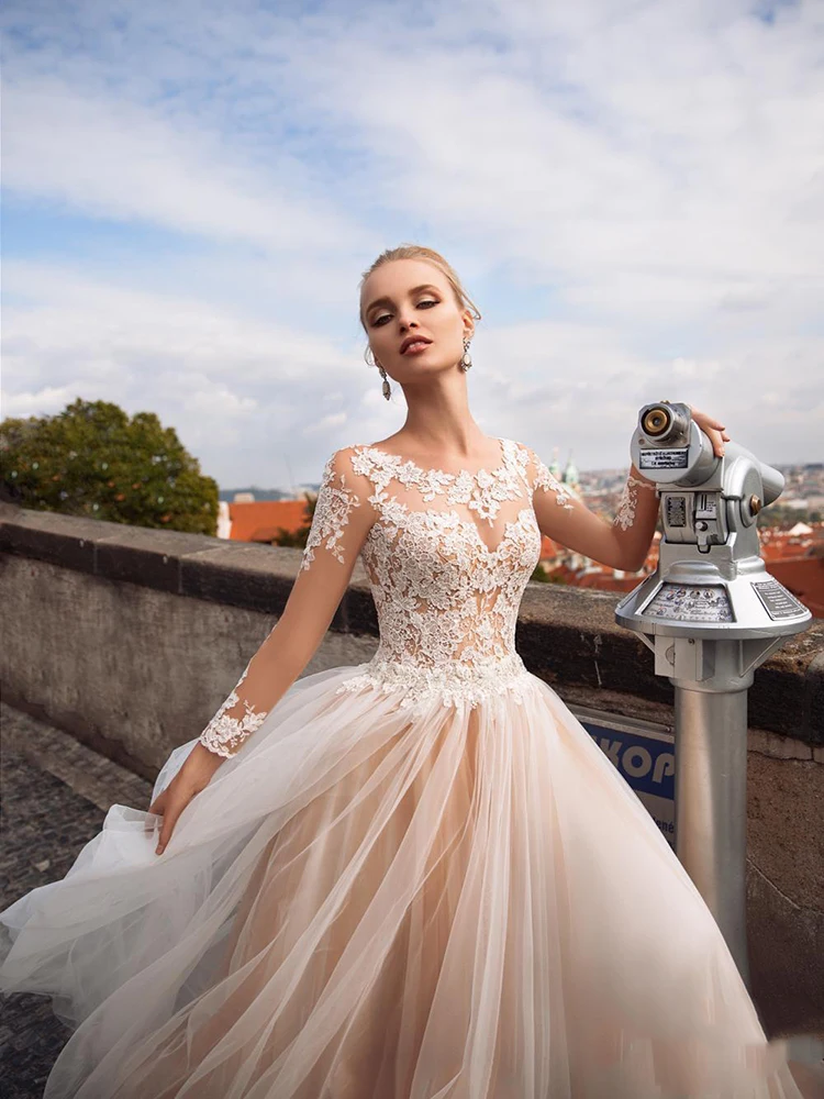 

YILIBER New Simple Wedding Dress Backless Sleeveless Design Chiffon Lace Bride Dresses Princess Dress Plus Size Tailor-made