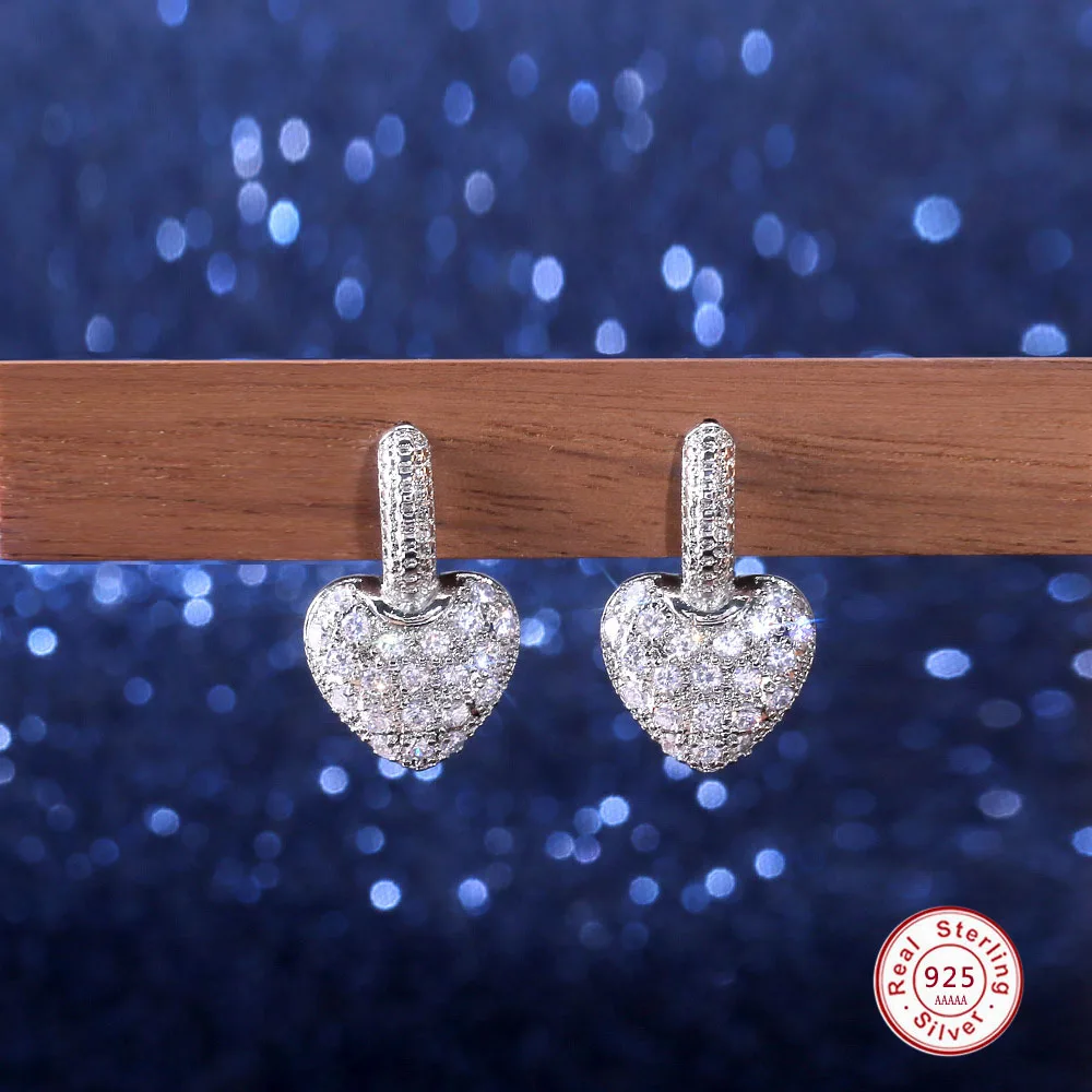 Женские блестящие серьги гвоздики в форме сердца|Серьги-гвоздики| |