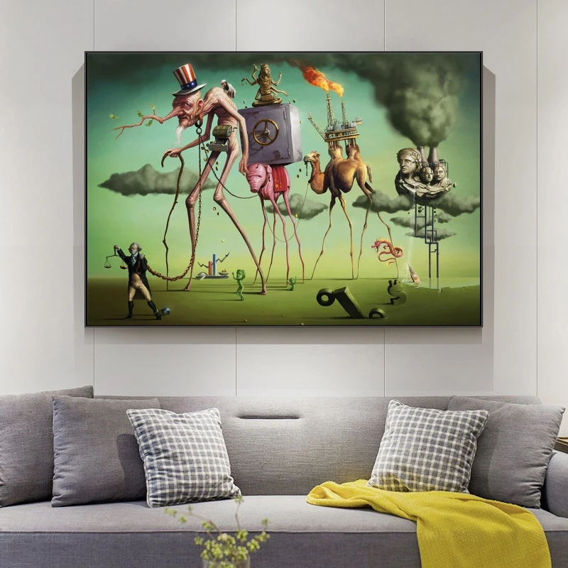 

"The American Dream" by By Salvador Dali Wall Art Canvas Paintings Famous Artwork Reproductions Wall Pictures For Living Room