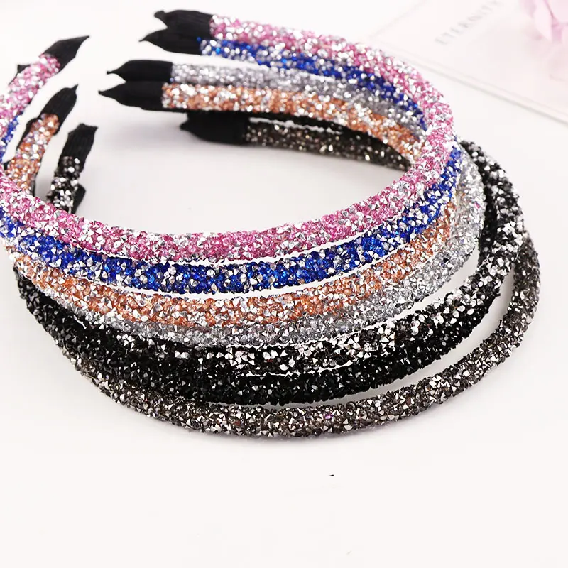 Блестящая женская повязка на голову с кристаллами Яркая элегантная для девочек