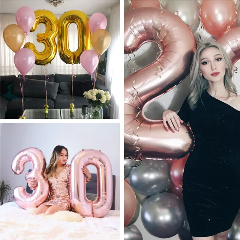 40 дюймовые большие фольгированные шары на день рождения набор гелиевых шаров