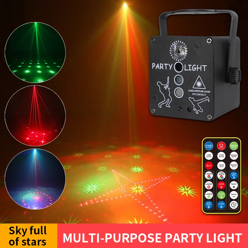 Mini DJ Disco 4 Holes RGB Laser Light Projector USB Rechargeable LED Stage Lighting Effect Party Holiday Wedding Christmas Lamp | Лампы и