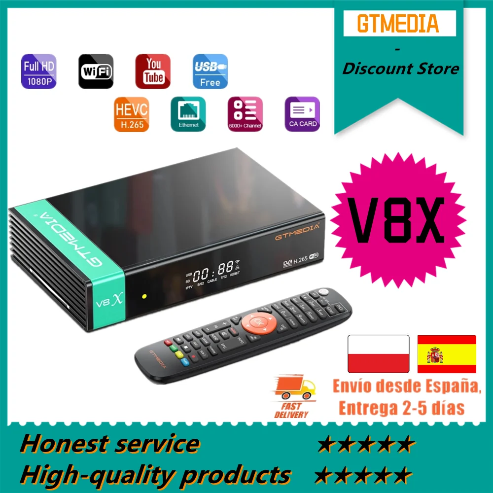 

GTMedia V8X DVB-S2X Satellite TV Receiver Upgrade of V8 NOVA V9 Prime V8 Honor Satelite Decoder Built-in WIFI H.265 1080P