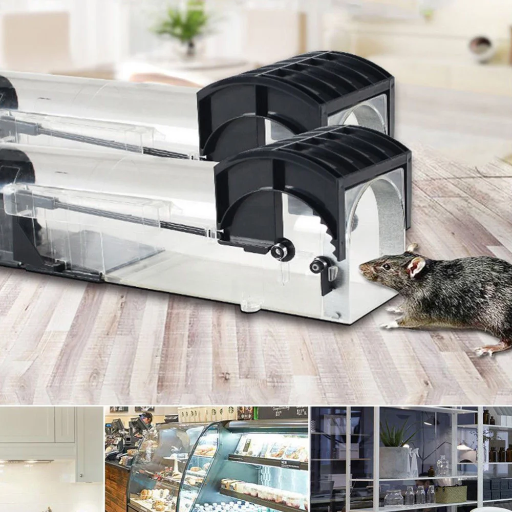 

2pcs Trap Humane Rodent Catcher Catches Mice Alive Transparent Smart Trap Kill Live Catch