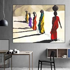 Африканская женщина, прогулка по пустыне, Картина на холсте, плакаты и принты, скандинавский холст, искусство на стену, картина для декора гостиной