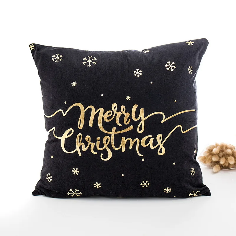 45x45 см черный чехол для подушки серии Merry Christmas полиэстеровый с золотым принтом