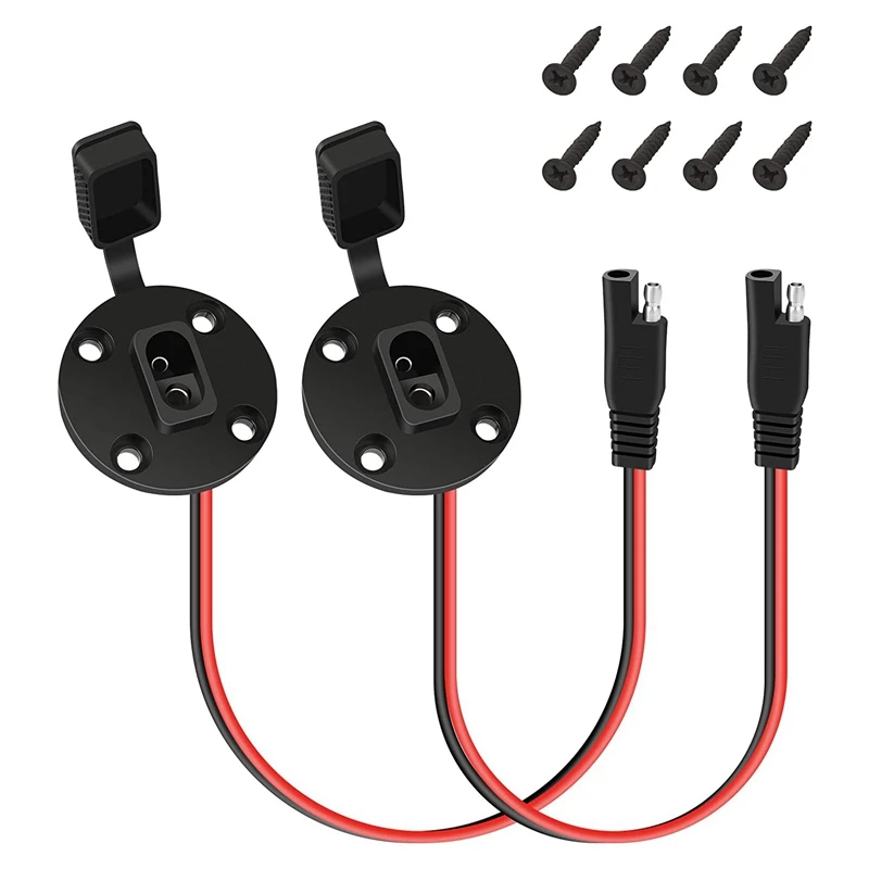 

2Pcs SAE Power Socket Sidewall Port Connector 12AWG SAE Cable Connector with 8 Screw for Solar Generator Battery Charger