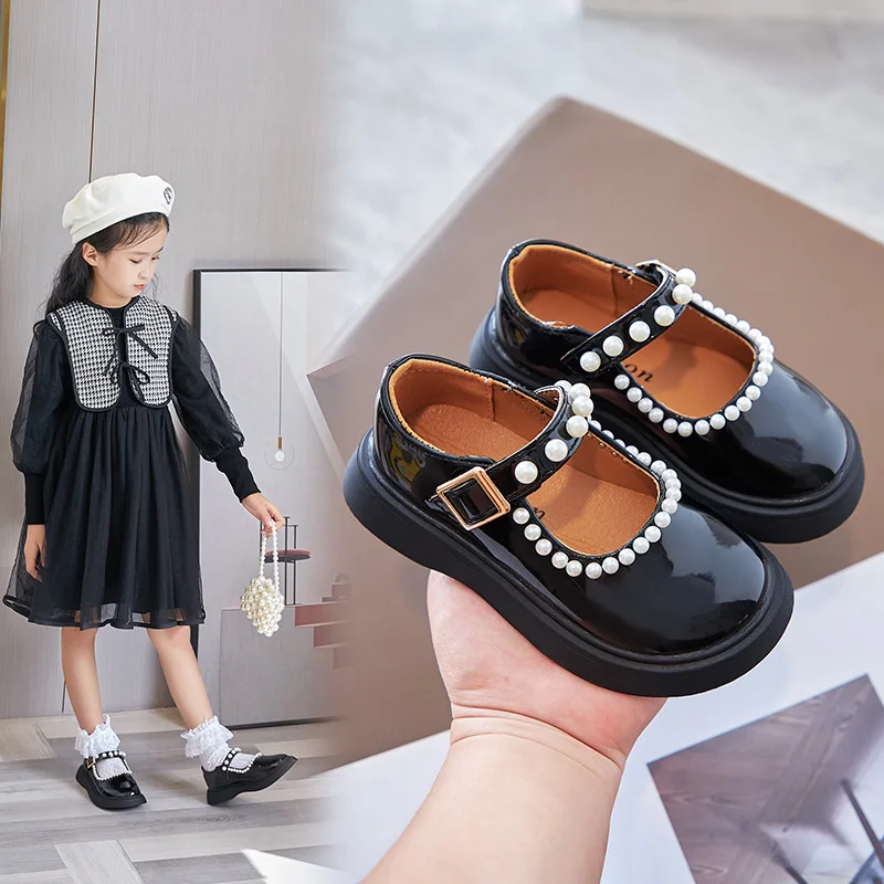 Новая детская разнопарная обувь, весна-осень 2021, для девочек, модная обувь британской принцессы, детская кожаная обувь с мягкой подошвой, с ж...
