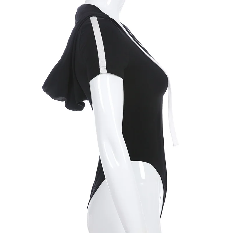 Сексуальный комбинезон на молнии с воротником стойкой женский облегающий боди