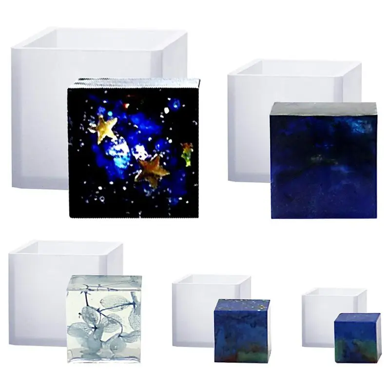 

6Pcs Square Resin Mold Cube Silicone Molds Resin Casting Jewelry Making 6 Sizes
