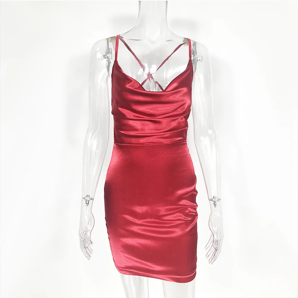 

Diiwii Women Solid Slim Fit Pencil Sexy Dresses Female Summer Tight Backless Bandage Party Mini Set Hot Selling