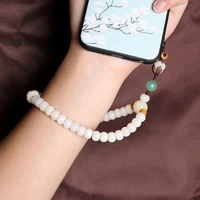 new hand woven white jade bodhi mobile phone chain chinese style anti lost rope mobile phone pendant men women pendant lanyard
